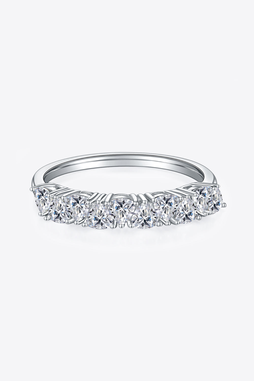 1 Carat Moissanite Platinum Over Pure Sterling Silver Half-Eternity Ring - Sparkala