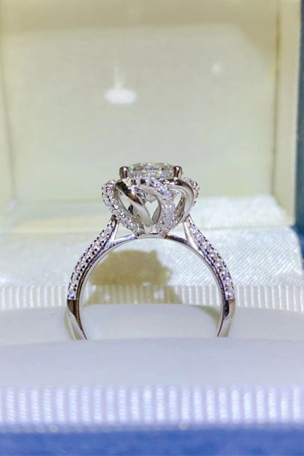 2 Carat Moissanite Platinum Over Pure Sterling Silver Ring - Sparkala