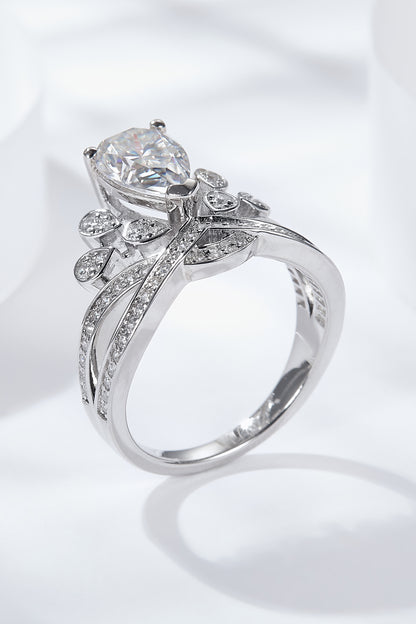 1.5 Carat Moissanite Crown-Shaped Ring (Platinum Over Pure Sterling Silver) - Sparkala