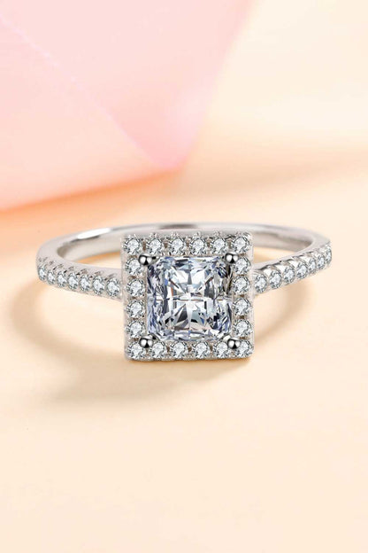 Sterling Silver Square Sparkala™ Moissanite Ring (Rhodium Over Pure Sterling Silver)