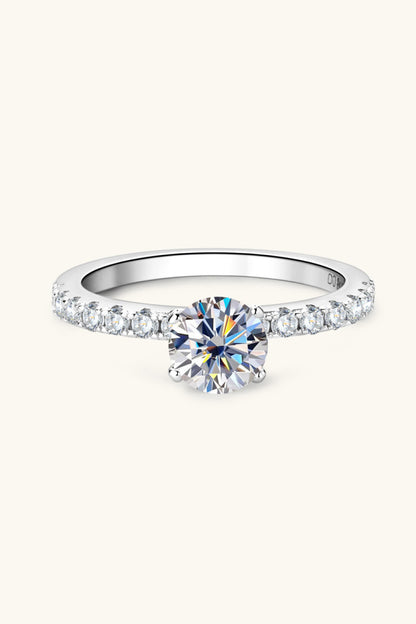 Brilliant Round Cut Sparkala™ Moissanite Platinum-Plated Side Stone Ring