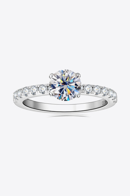 Brilliant Round Cut Sparkala™ Moissanite Platinum-Plated Side Stone Ring