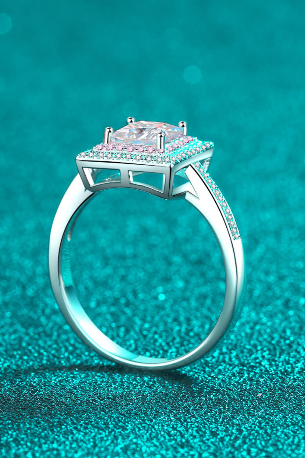 Stay Elegant 1 Carat Two-Tone Pink Princess-Cut Moissanite Ring (Platinum Over Pure Sterling Silver)
