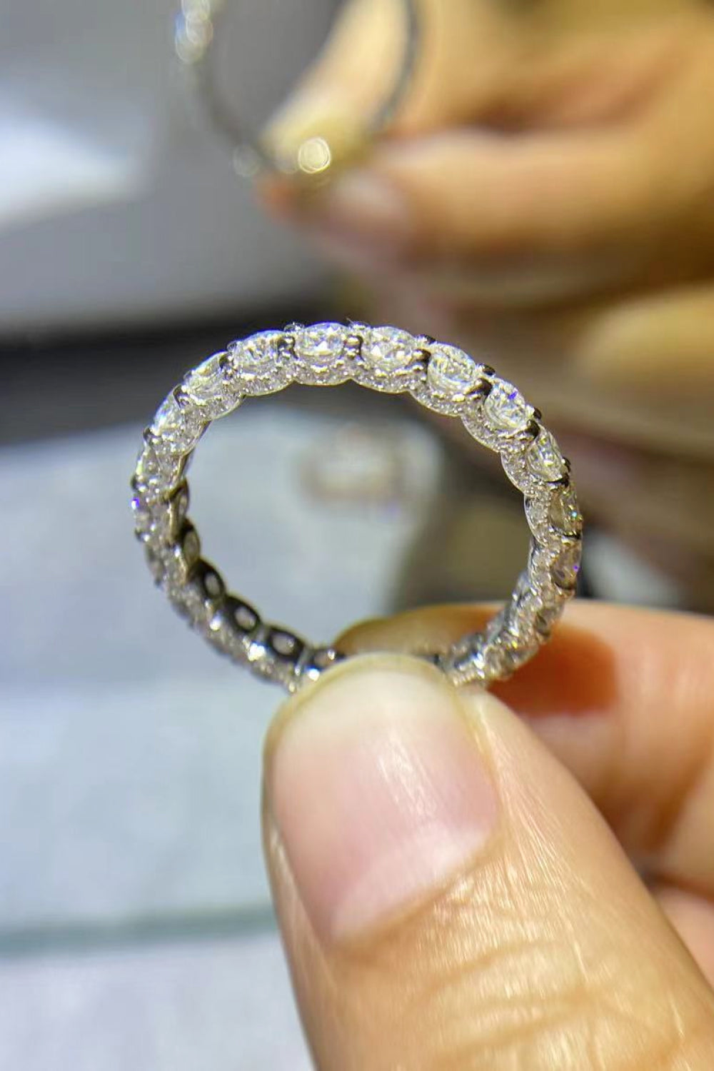 You've Got It 1.5 Carat Sparkala™ Moissanite Eternity Ring (Platinum Over Pure Sterling Silver)