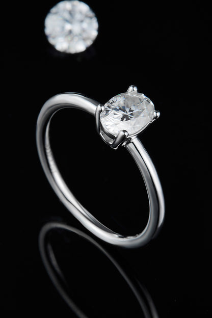 1 Carat Moissanite Platinum Over Pure Sterling Silver Solitaire Ring - Sparkala