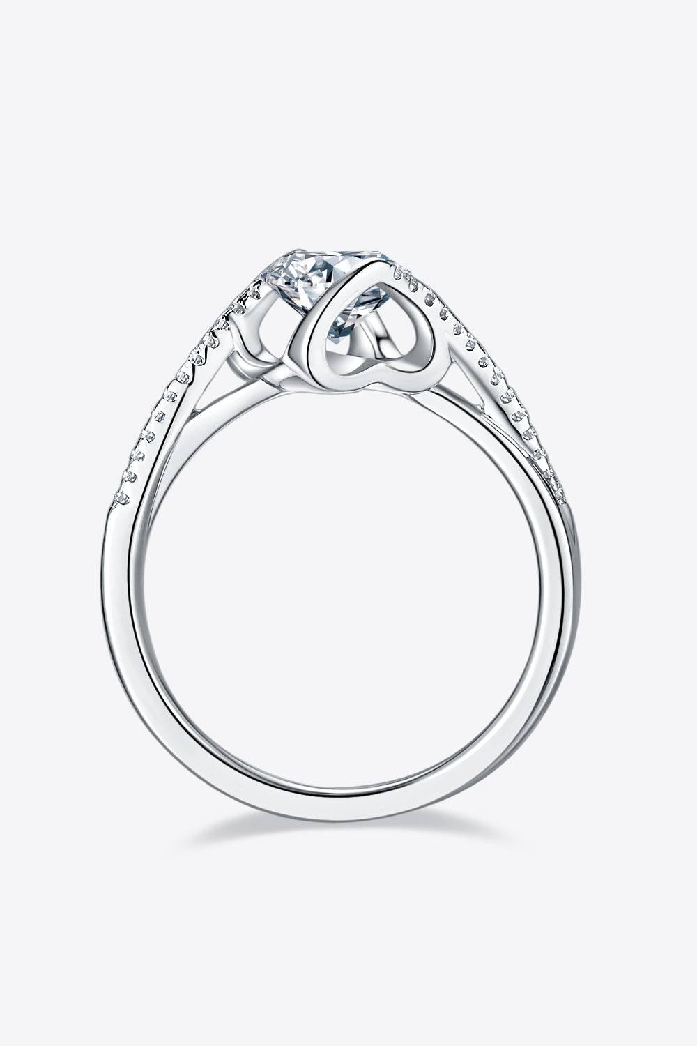 1 Carat Round Brilliant Cut Moissanite Platinum Over Pure Sterling Silver Twisted Ring - Sparkala