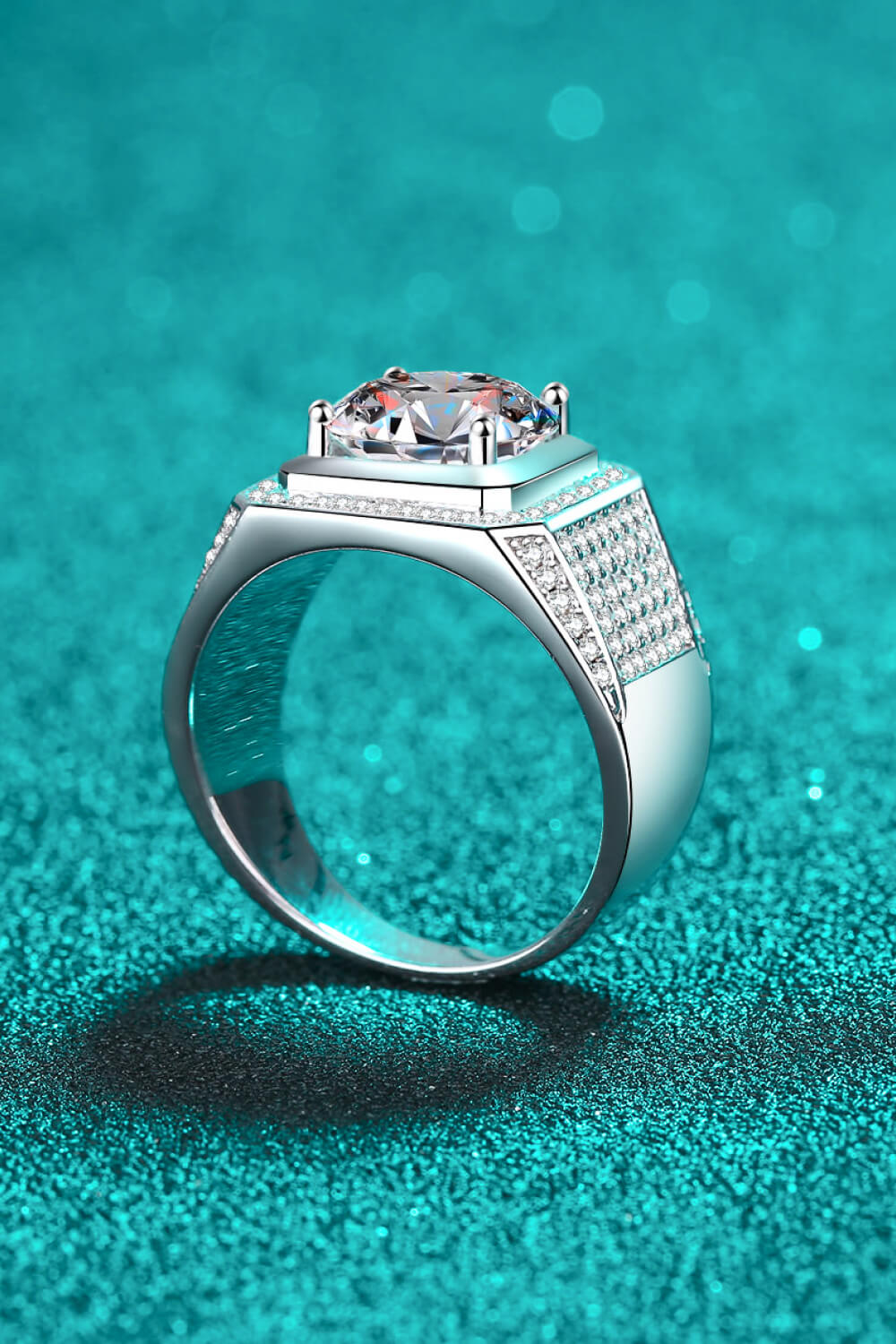 Bring It Home Wide Band Rhodium Over Pure Sterling Silver Sparkala™ Moissanite Ring