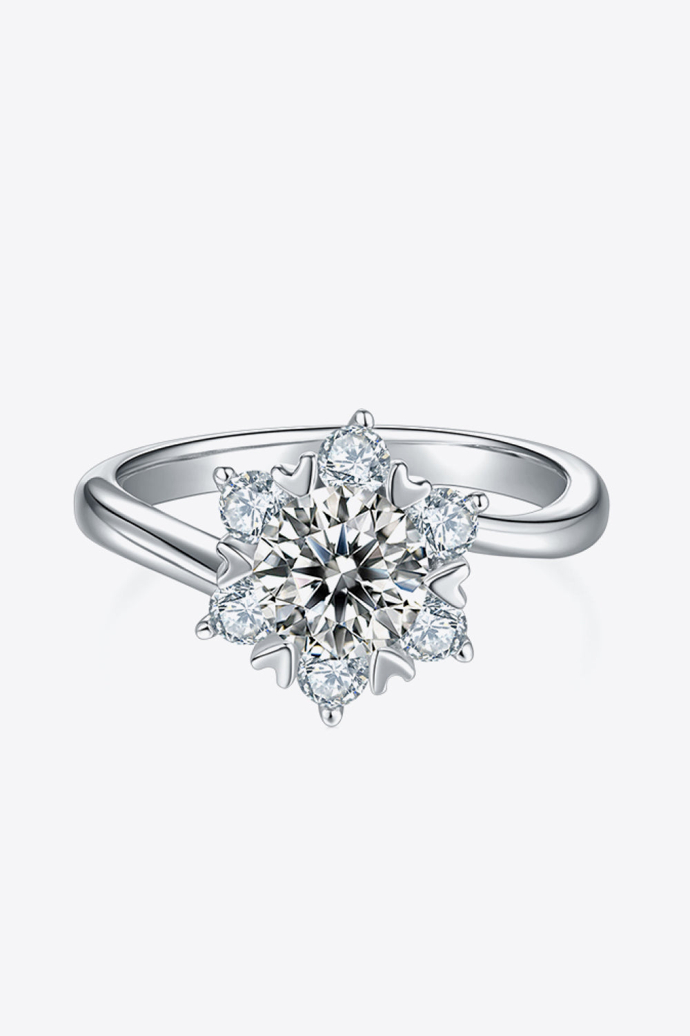 Adored 1 Carat Sparkala™ Moissanite Platinum Over Pure Sterling Silver Cluster Ring