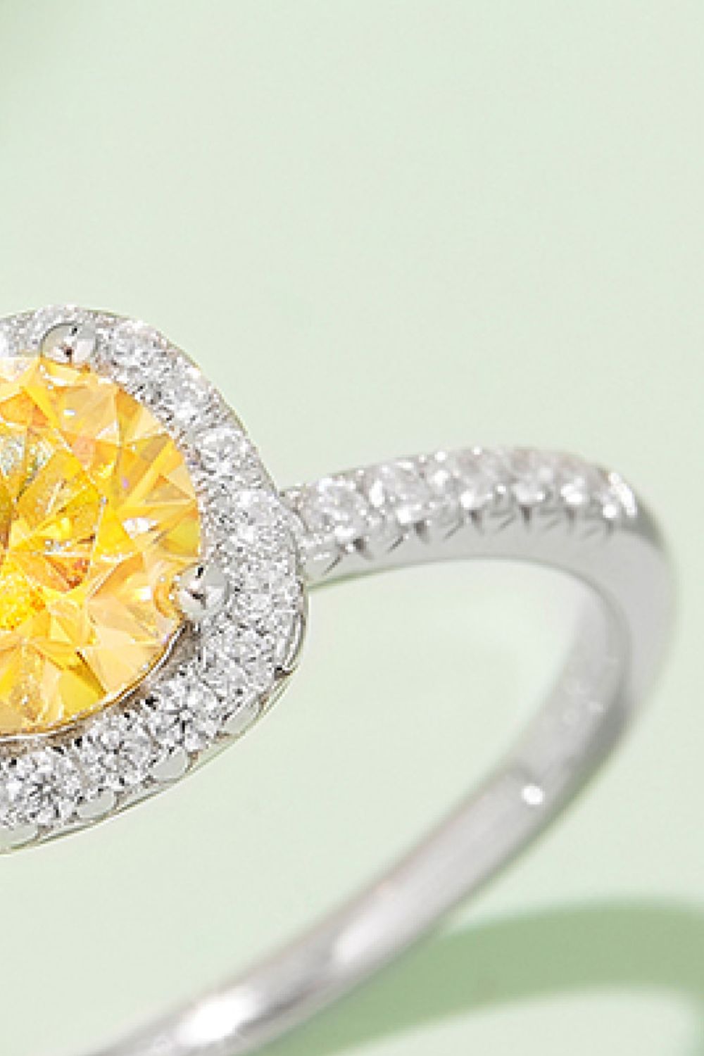 Adored 1 Carat Moissanite Platinum Over Pure Sterling Silver Halo Ring (Yellow, Pink, or Blue)