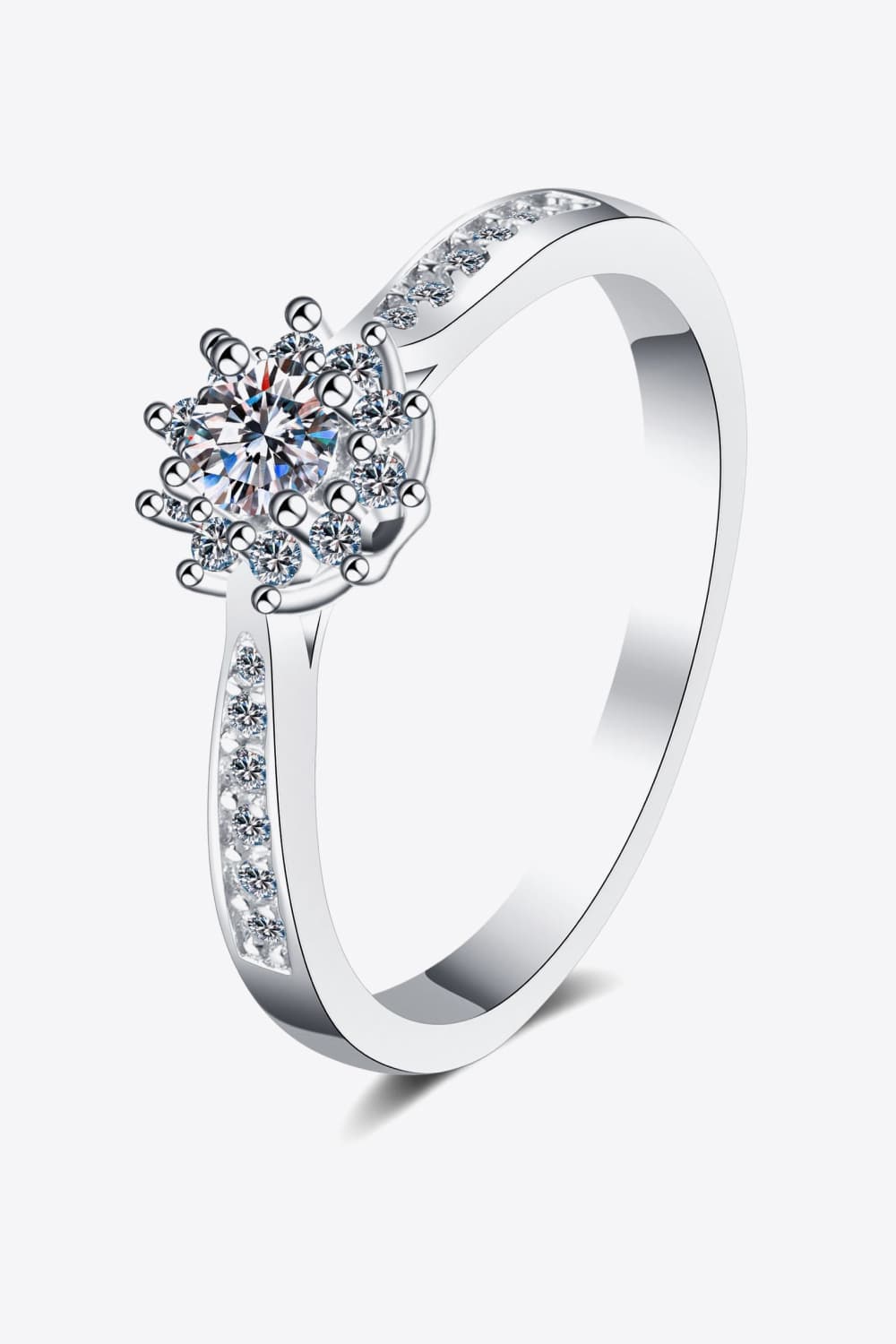 Sparkala™ Moissanite Rhodium-Plated Snowflake Ring