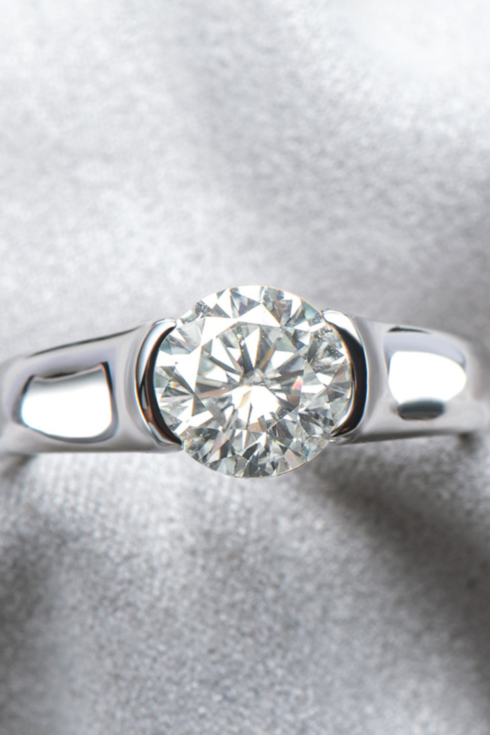 Looking Good 2 Carat Brilliant Round Cut Moissanite Platinum Over Pure Sterling Silver Ring