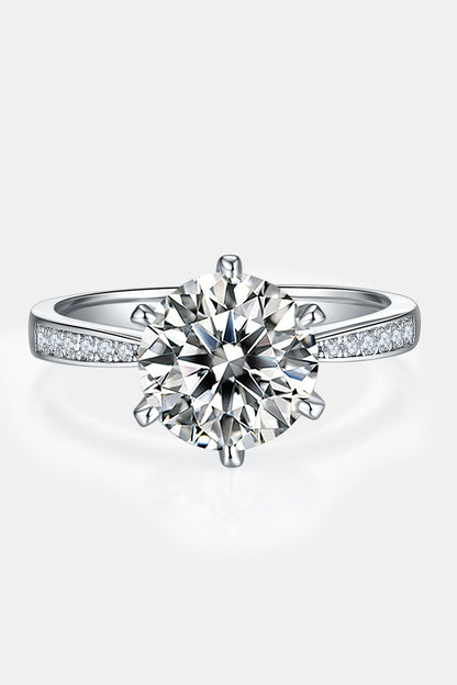 3 Carat Round Brilliant Cut Moissanite Side Stone Ring (Platinum Over Pure Sterling Silver) - Sparkala
