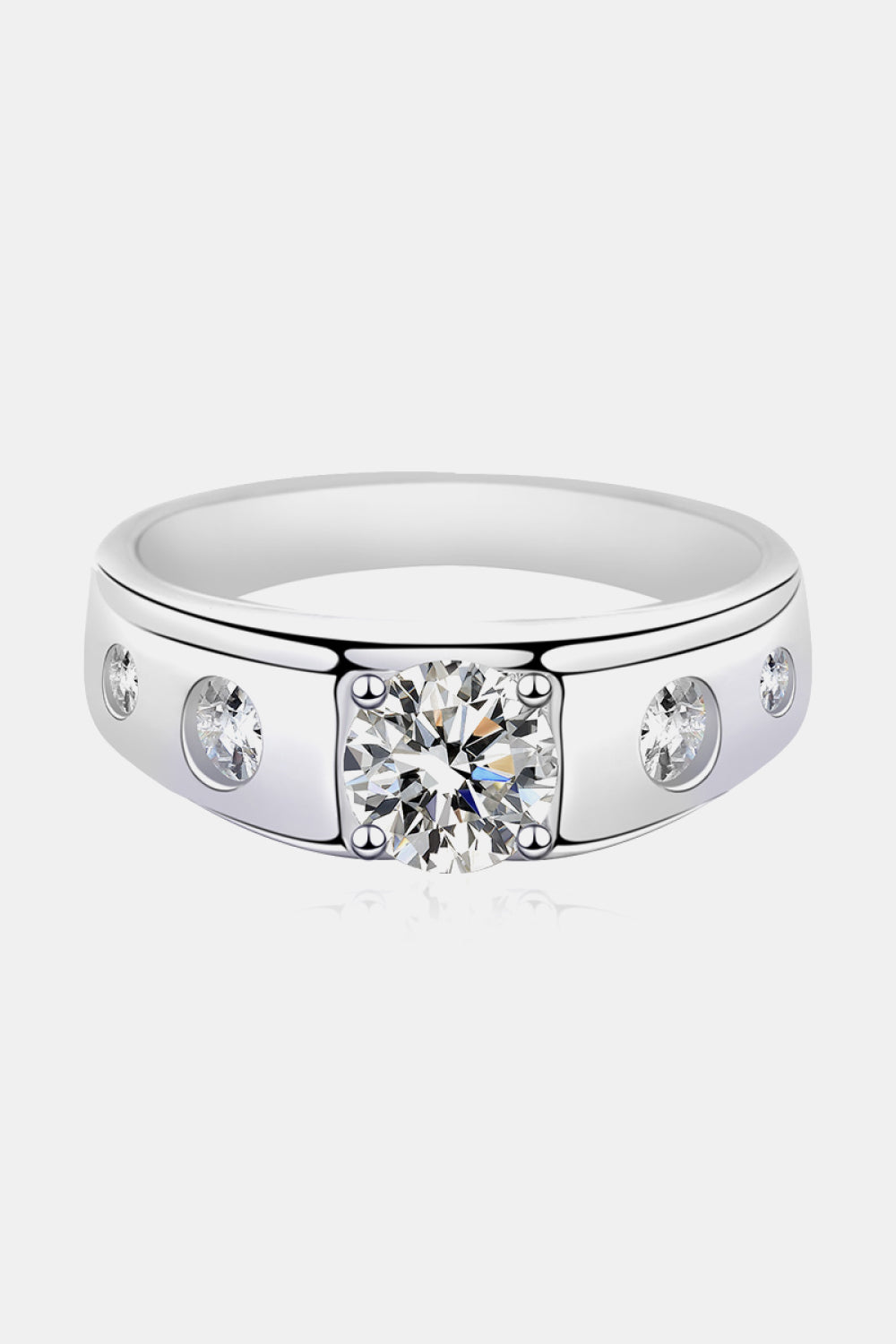 1 Carat Moissanite Platinum Over Pure Sterling Silver Inlaid Ring - Sparkala