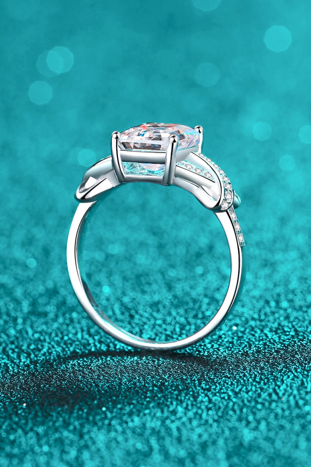 3 Carat Emerald-Cut Moissanite Sterling Silver Ring - Sparkala
