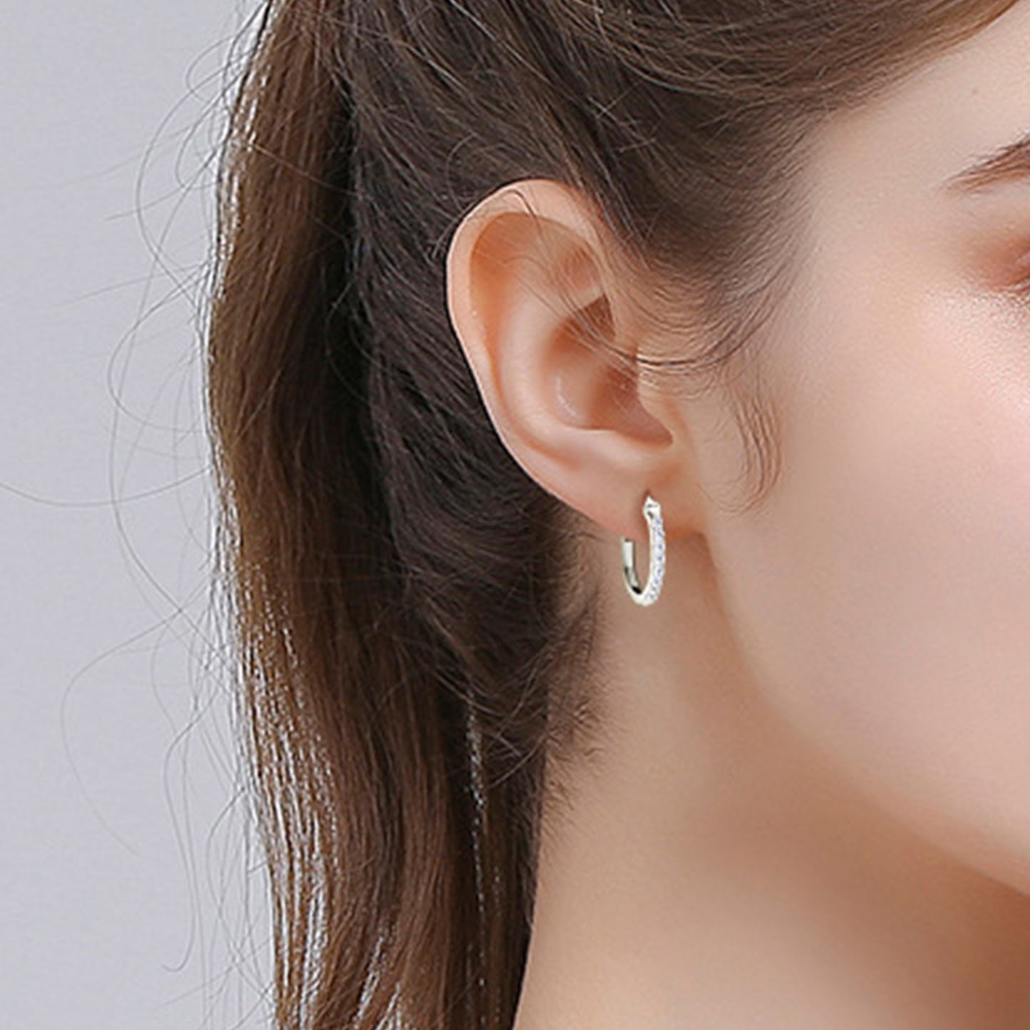 Pure Sterling Silver Moissanite Huggie Earrings