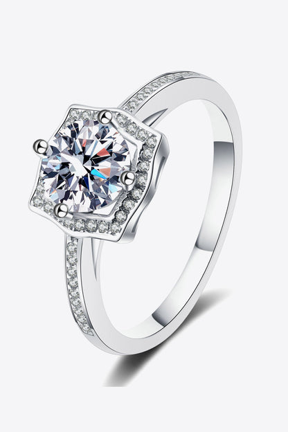 Embrace The Joy 1 Carat Brilliant Round Cut Sparkala™ Moissanite Ring (Rhodium Over Pure Sterling Silver)