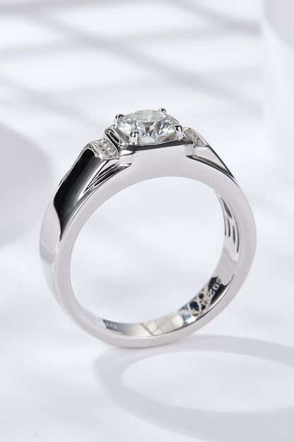 From The Heart 1 Carat Moissanite Inlaid Ring (Platinum Over Pure Sterling Silver) - Sparkala