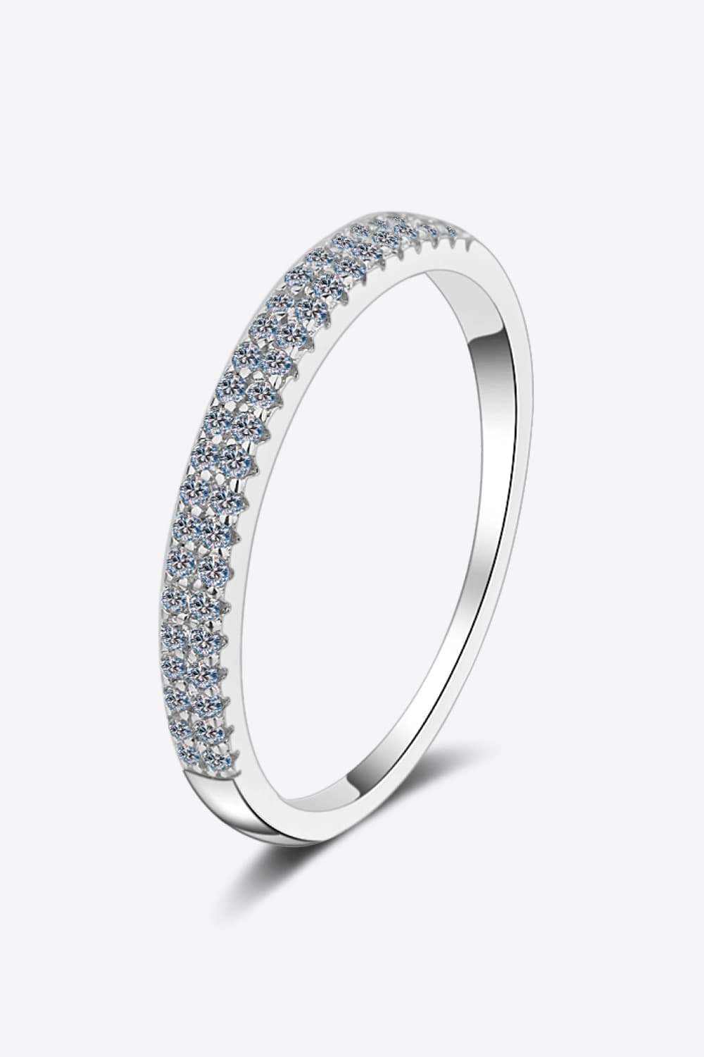 Sparkala™ Moissanite Half-Eternity Ring  (Rhodium Over Pure Sterling Silver)