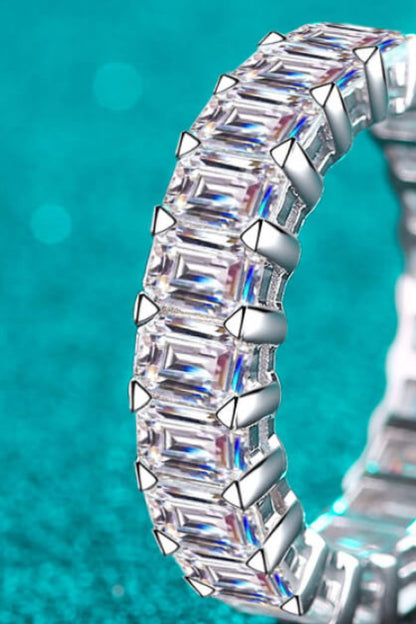 10.5 Carat Moissanite Rhodium Over Pure Sterling Silver Eternity Ring - Sparkala