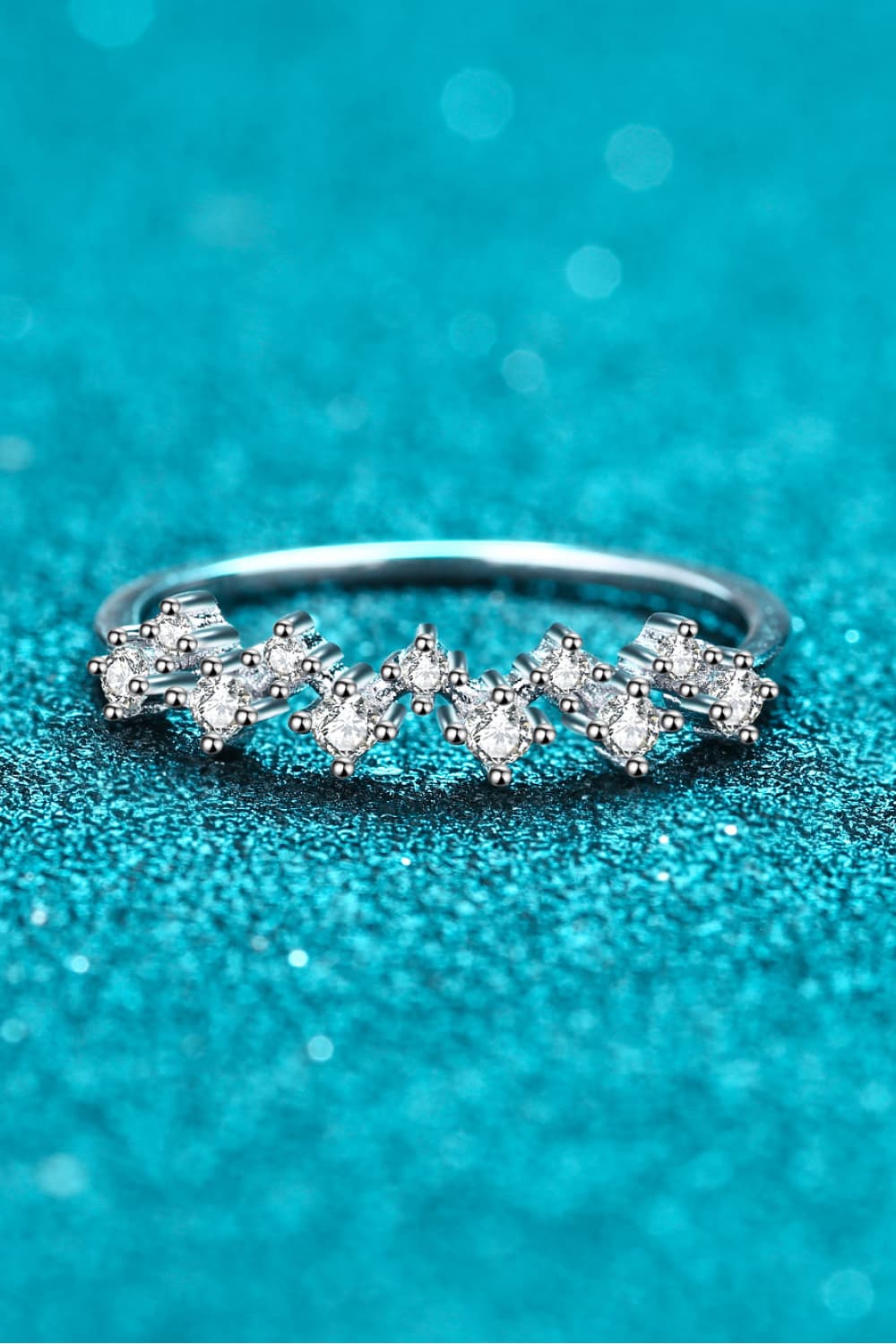 Sparkala™ Moissanite Rhodium-Plated Half-Eternity Ring