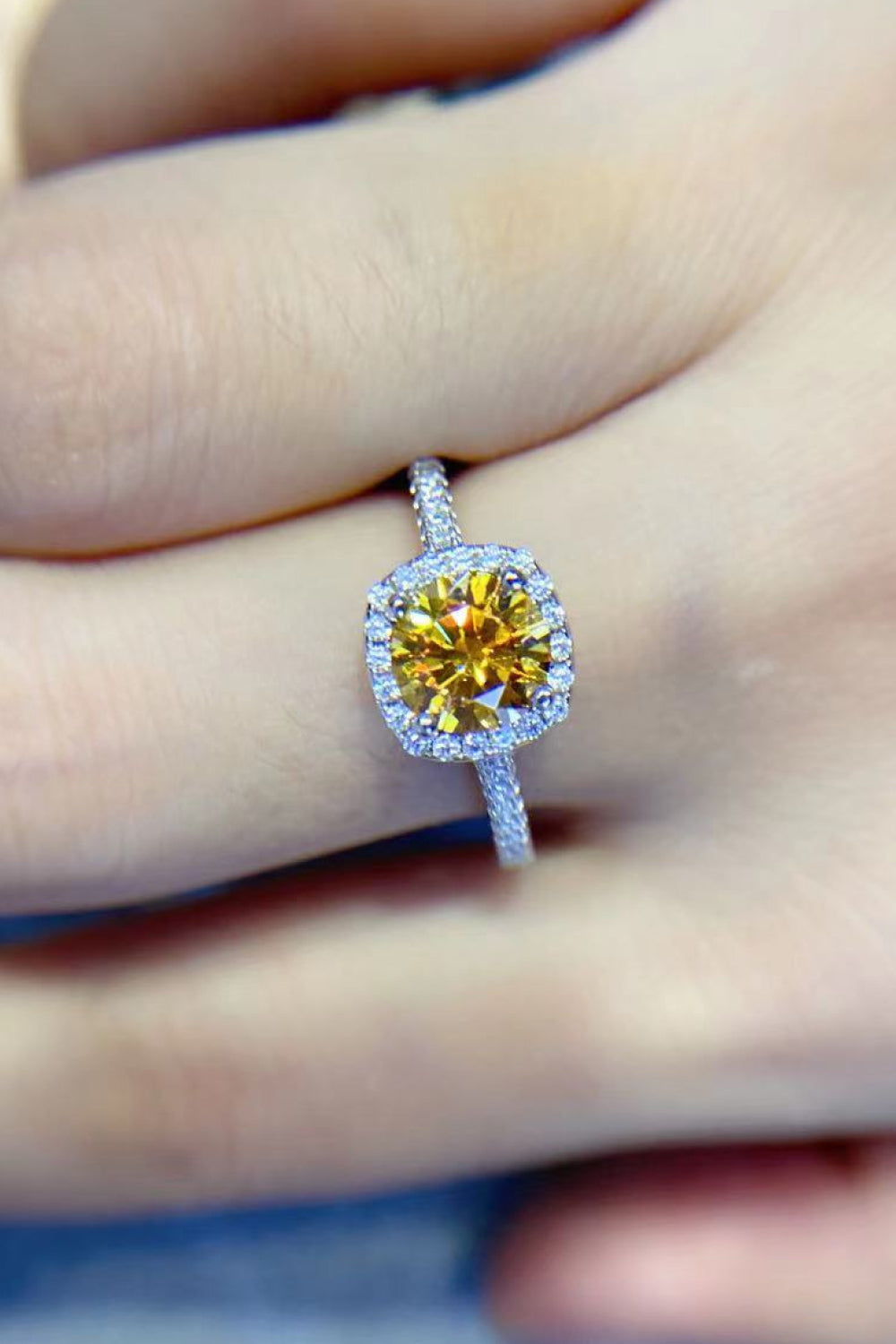 Feel Your Love 3 Carat Yellow Moissanite Ring (Platinum Over Pure Sterling Silver) - Sparkala