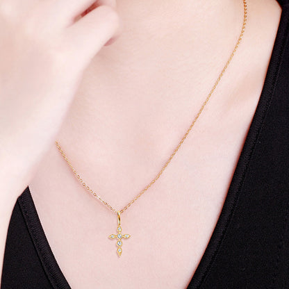 Moissanite Cross Pendant Necklace (18k Gold over Fine Sterling Silver)