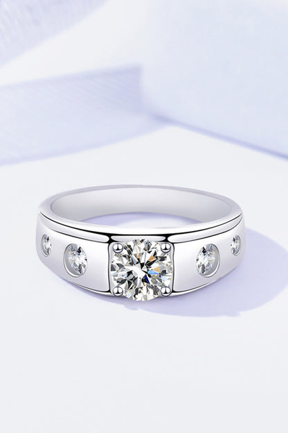 1 Carat Moissanite Platinum Over Pure Sterling Silver Inlaid Ring - Sparkala