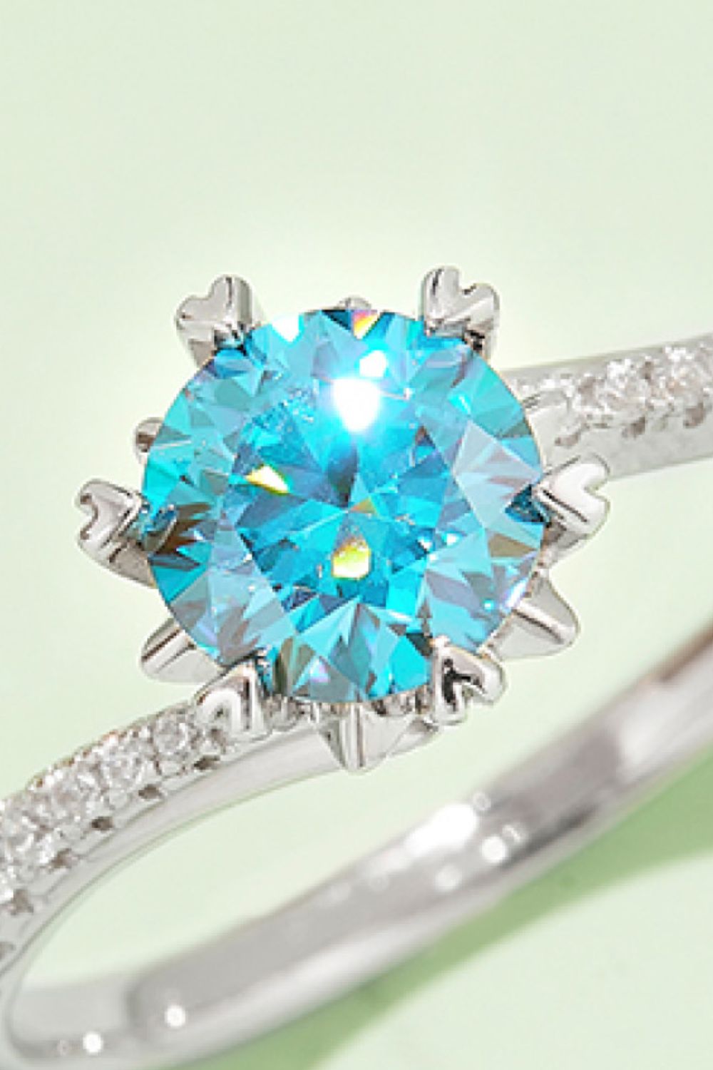 1 Carat Round Brilliant Cut Moissanite Platinum Over Pure Sterling Silver Ring (Yellow, Blue, or Pink) - Sparkala