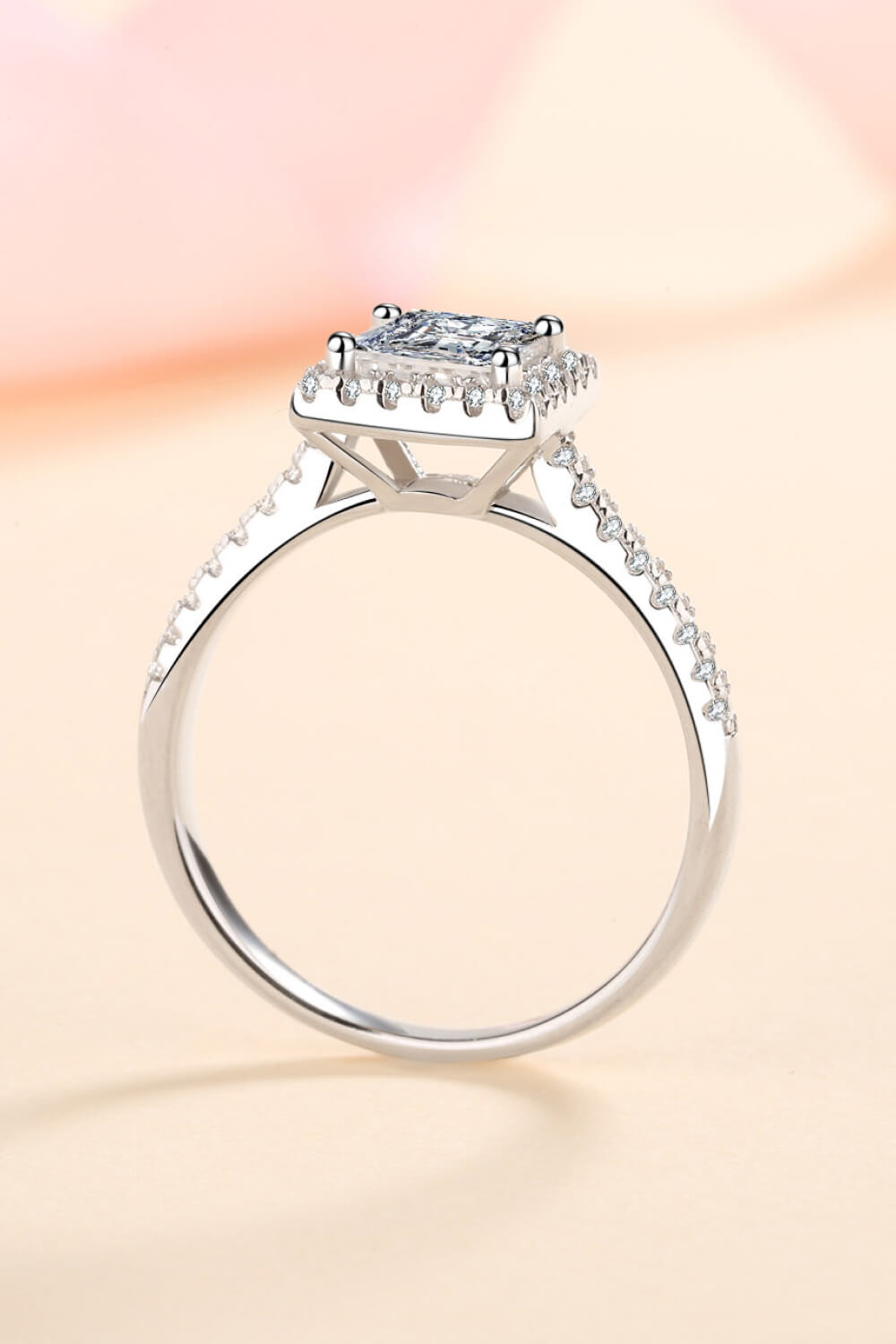 Sterling Silver Square Sparkala™ Moissanite Ring (Rhodium Over Pure Sterling Silver)