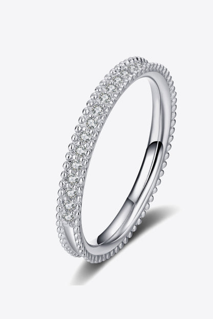 Half Eternity Band Moissanite Ring (Rhodium Over Pure Sterling Silver) - Sparkala