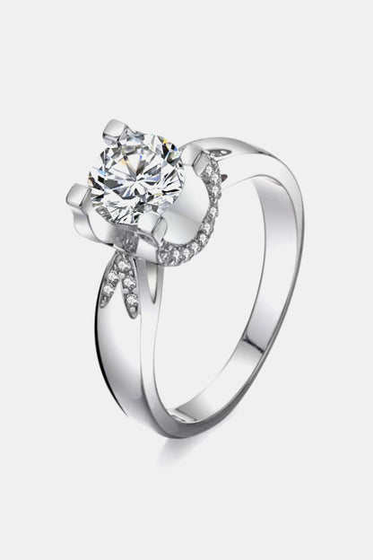 2 Carat Round Brilliant Cut Moissanite Platinum Over Pure Sterling Silver Ring - Sparkala