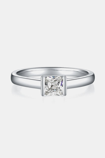 Brilliant Round Cut Moissanite Platinum Over Pure Sterling Silver Solitaire Ring