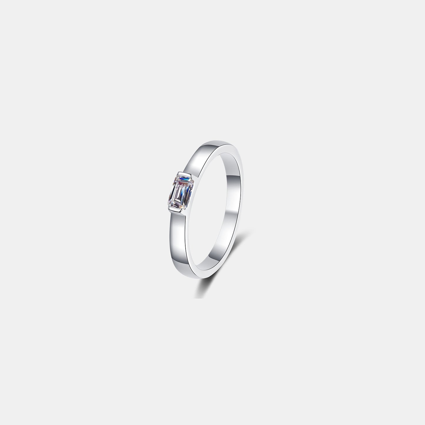 Rectangle Sparkala™ Moissanite 925 Sterling Inlaid Silver Ring