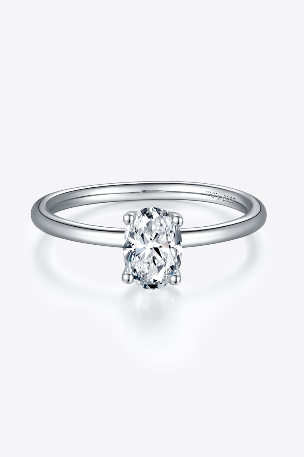 1 Carat Moissanite Platinum Over Pure Sterling Silver Solitaire Ring - Sparkala