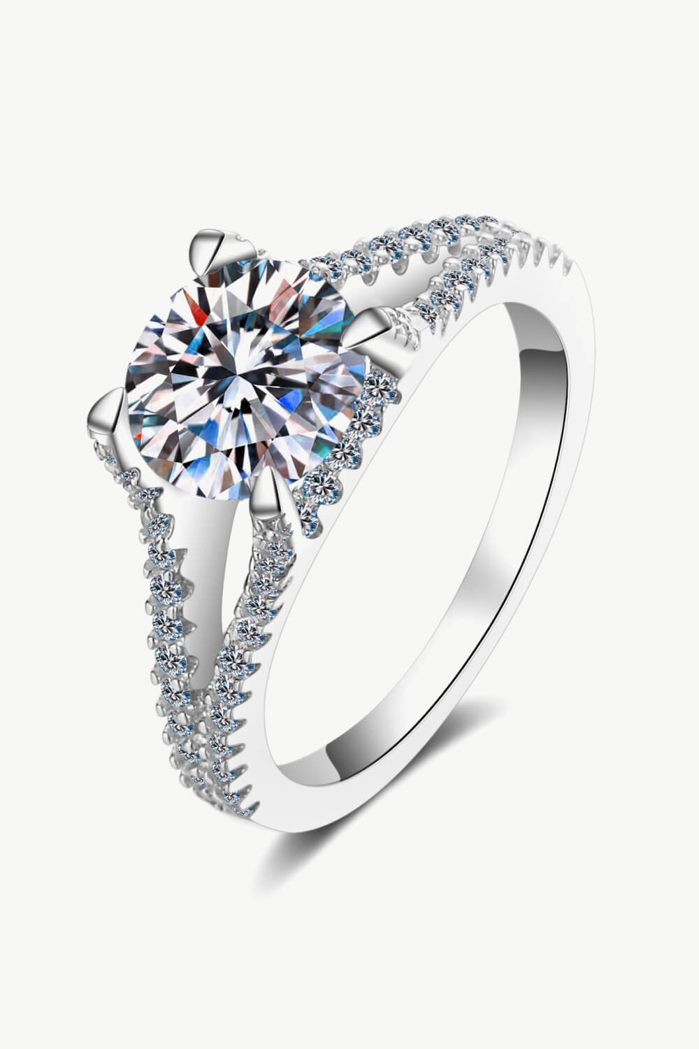 Stylish Brilliant Round Cut Sparkala™ Moissanite Sterling Silver Ring