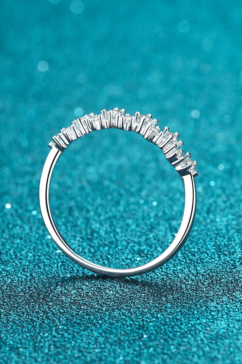 Sparkala™ Moissanite Rhodium-Plated Half-Eternity Ring