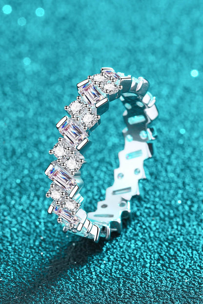 Chasing Love Rhodium Over Pure Sterling Silver Sparkala™ Moissanite Eternity Ring