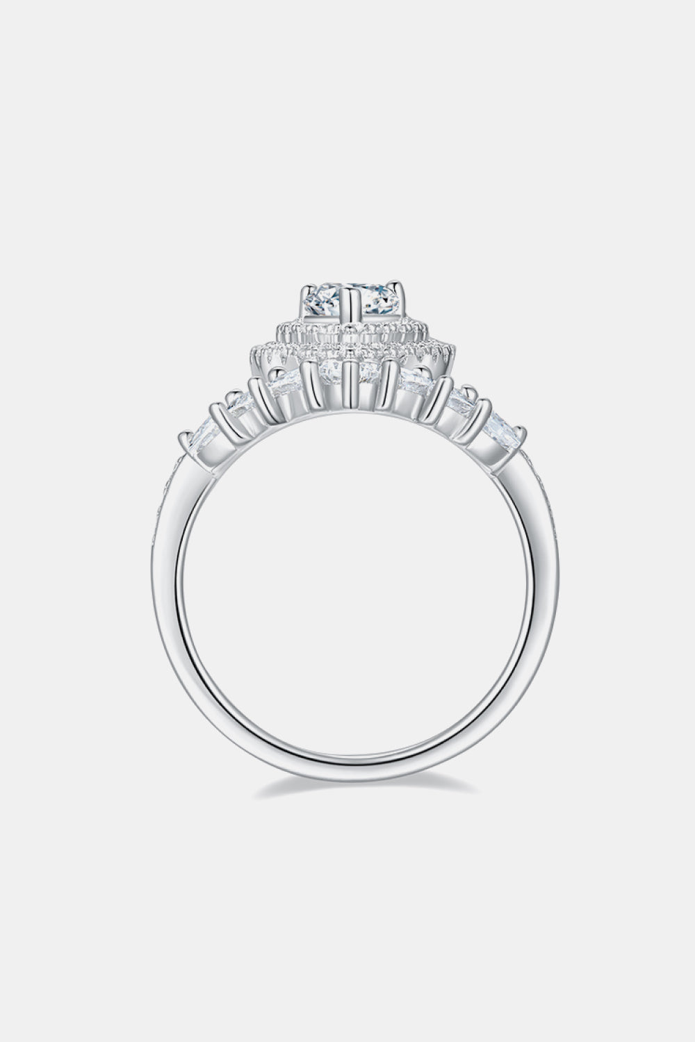 1 Carat Pear-Cut Moissanite Platinum Over Pure Sterling Silver Crown Ring - Sparkala