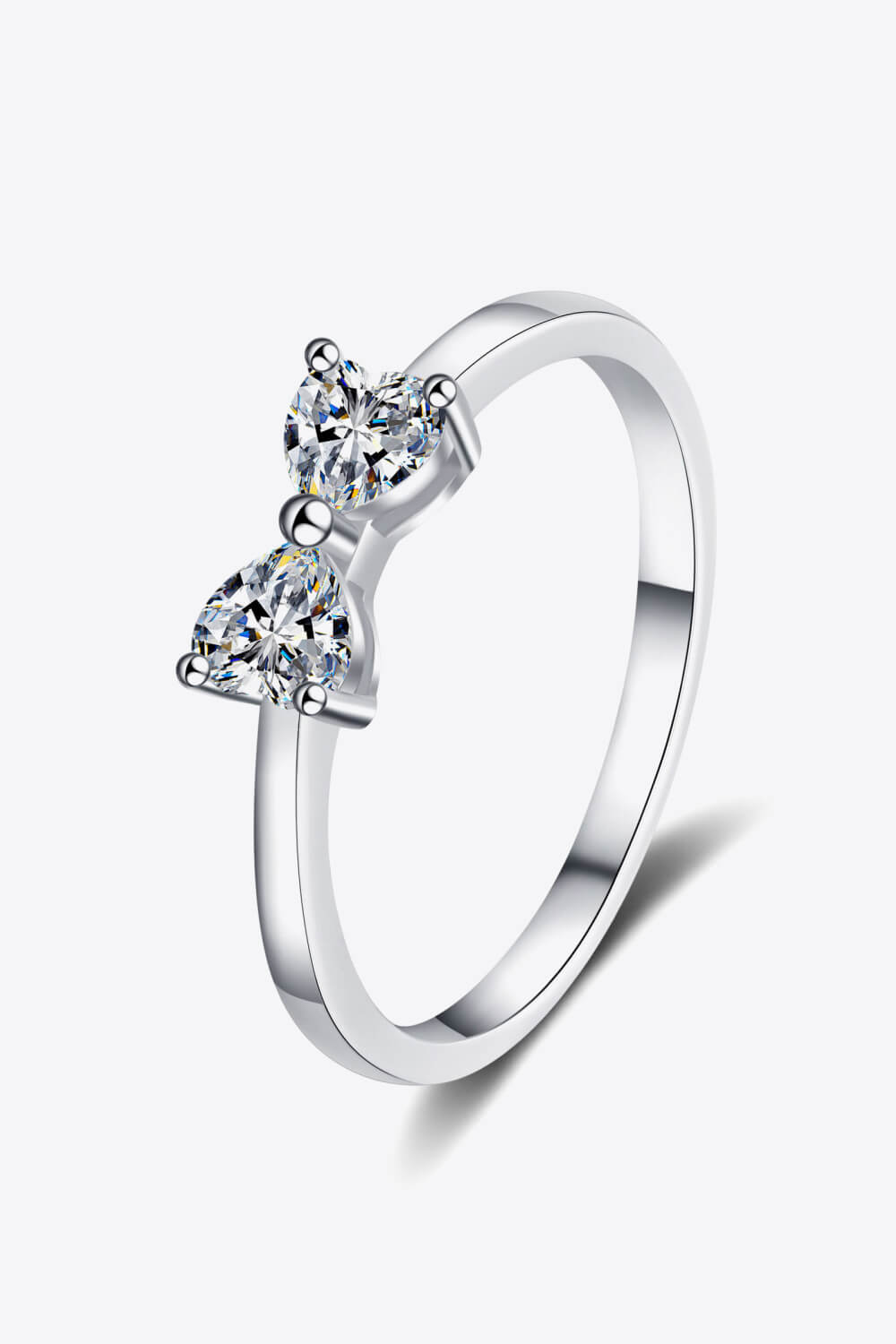 Sparkala™ Moissanite Bow Rhodium Over 925 Sterling Silver Ring