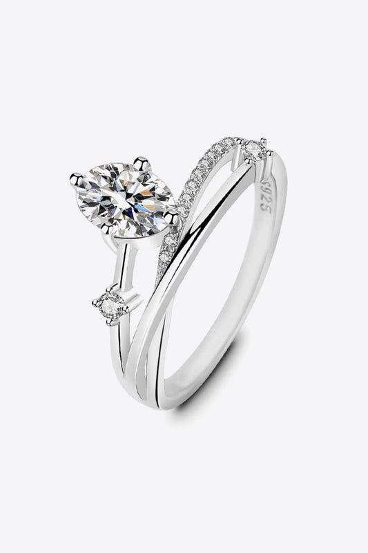 Marquis-Cut Sparkala™ Moissanite Crisscross Ring (Platinum Over Pure Sterling Silver)