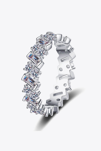 Chasing Love Rhodium Over Pure Sterling Silver Sparkala™ Moissanite Eternity Ring