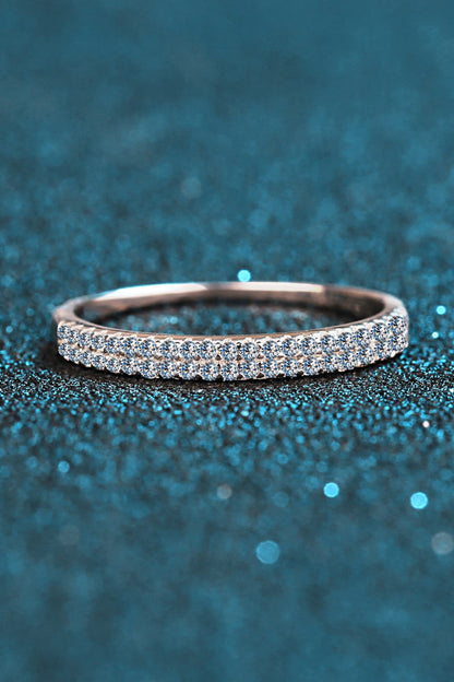 Sparkala™ Moissanite Half-Eternity Ring  (Rhodium Over Pure Sterling Silver)