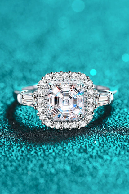 So Much Shine 2 Carat Cushion-Cut Sparkala™ Moissanite(Rhodium Over Pure Sterling Silver) Ring