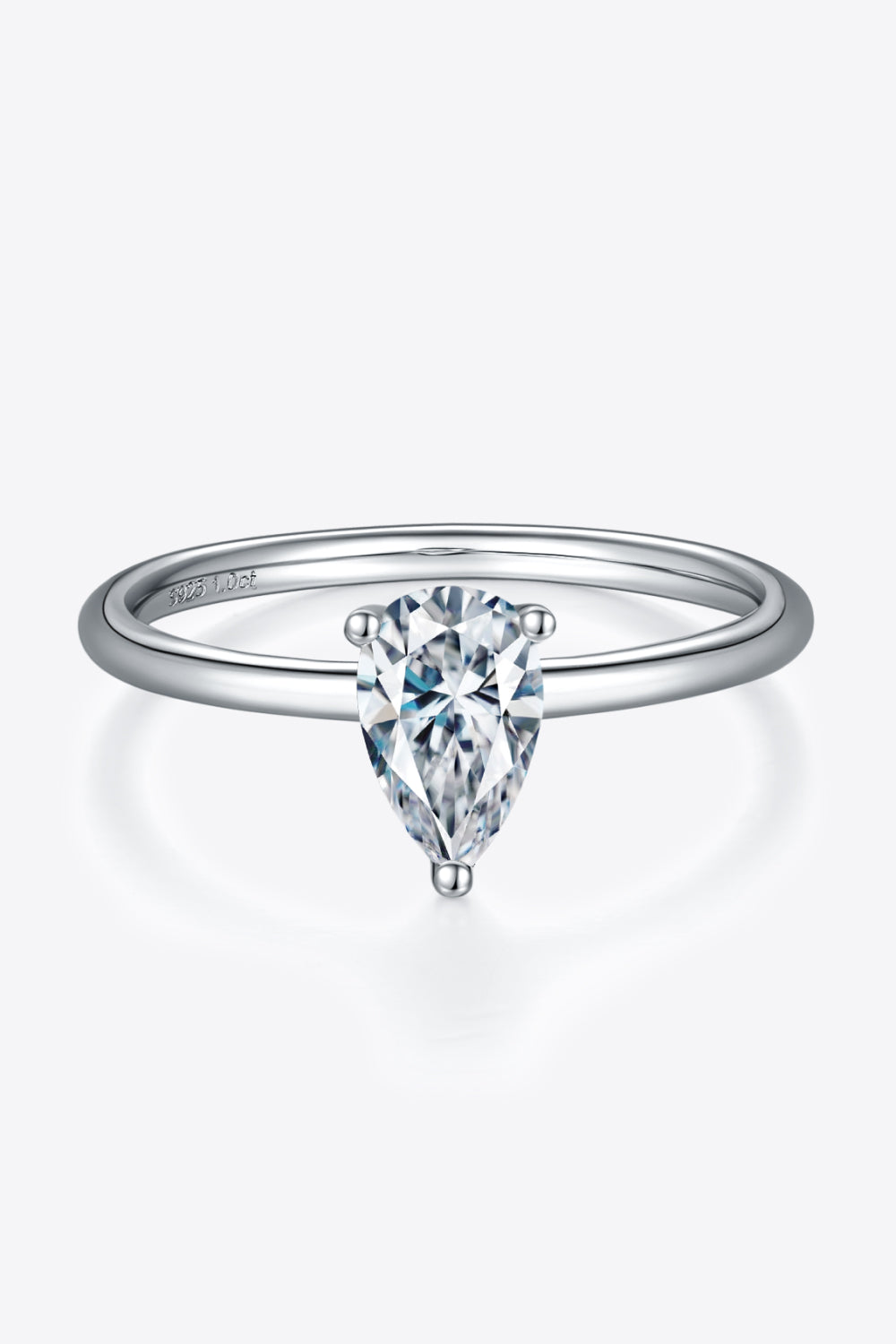 1 Carat Moissanite Platinum Over Pure Sterling Silver Solitaire Ring - Sparkala