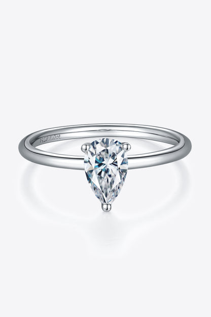 1 Carat Moissanite Platinum Over Pure Sterling Silver Solitaire Ring - Sparkala