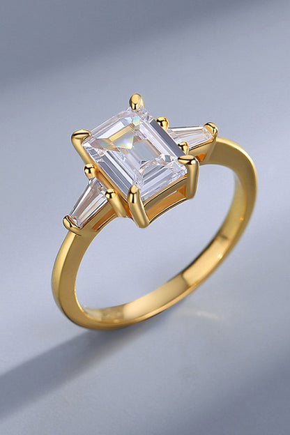 2 Carat Emerald-Cut Moissanite Rectangle Ring (18k Gold Plated Pure Sterling Silver) - Sparkala