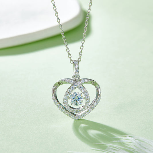Moissanite Pure Sterling Silver Heart Shape Necklace