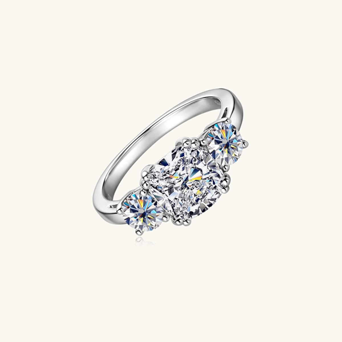 3.5 Carat Sparkala™ Moissanite Three-Stone Ring (Platinum over Fine Sterling Silver)