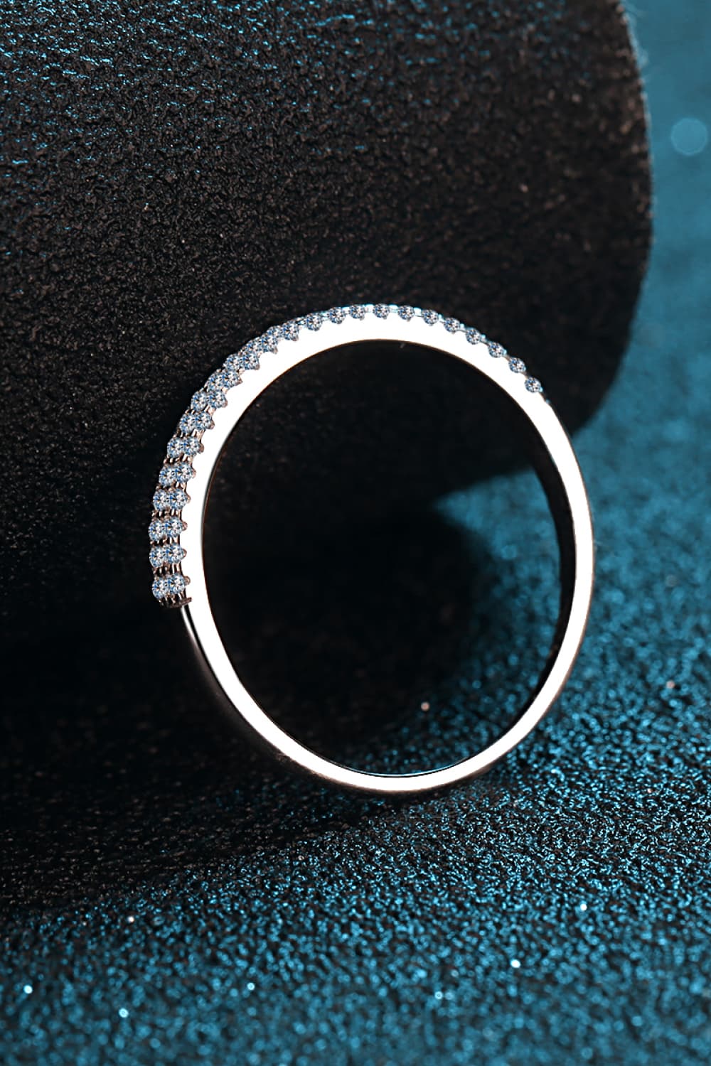 Sparkala™ Moissanite Half-Eternity Ring  (Rhodium Over Pure Sterling Silver)