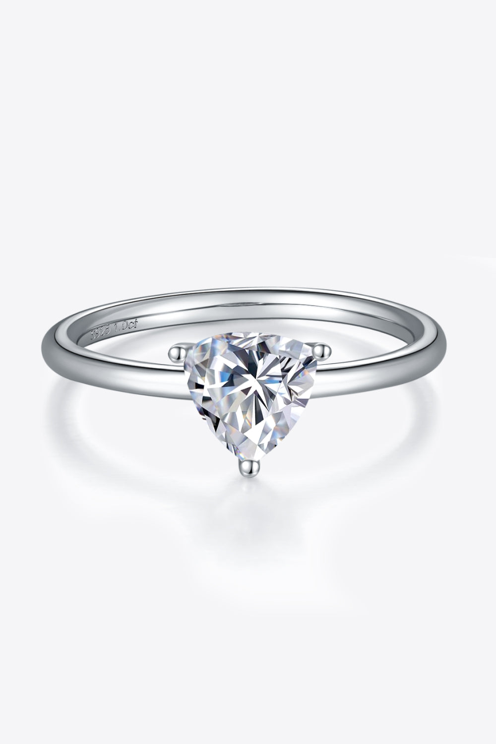 1 Carat Moissanite Platinum Over Pure Sterling Silver Solitaire Ring - Sparkala